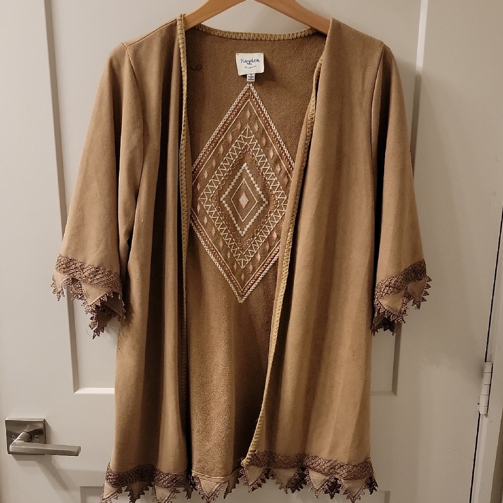 Faux Suede Tan Boho Shawl